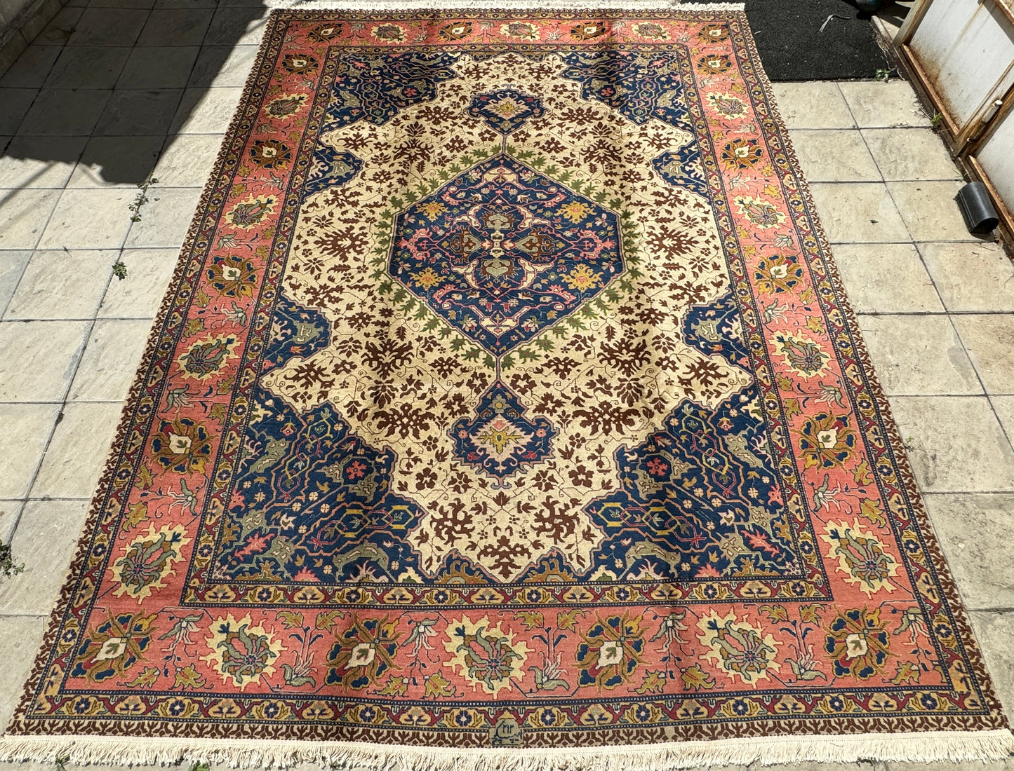 PAIR ANTIQUE TABRIZ HERIZ