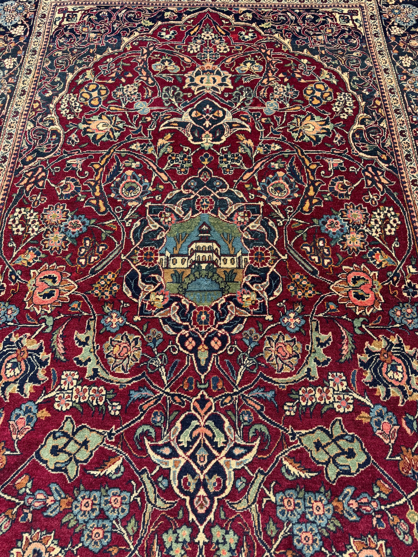 ANTIQUE LANDSCAPE KASHAN WITH MEHRAB