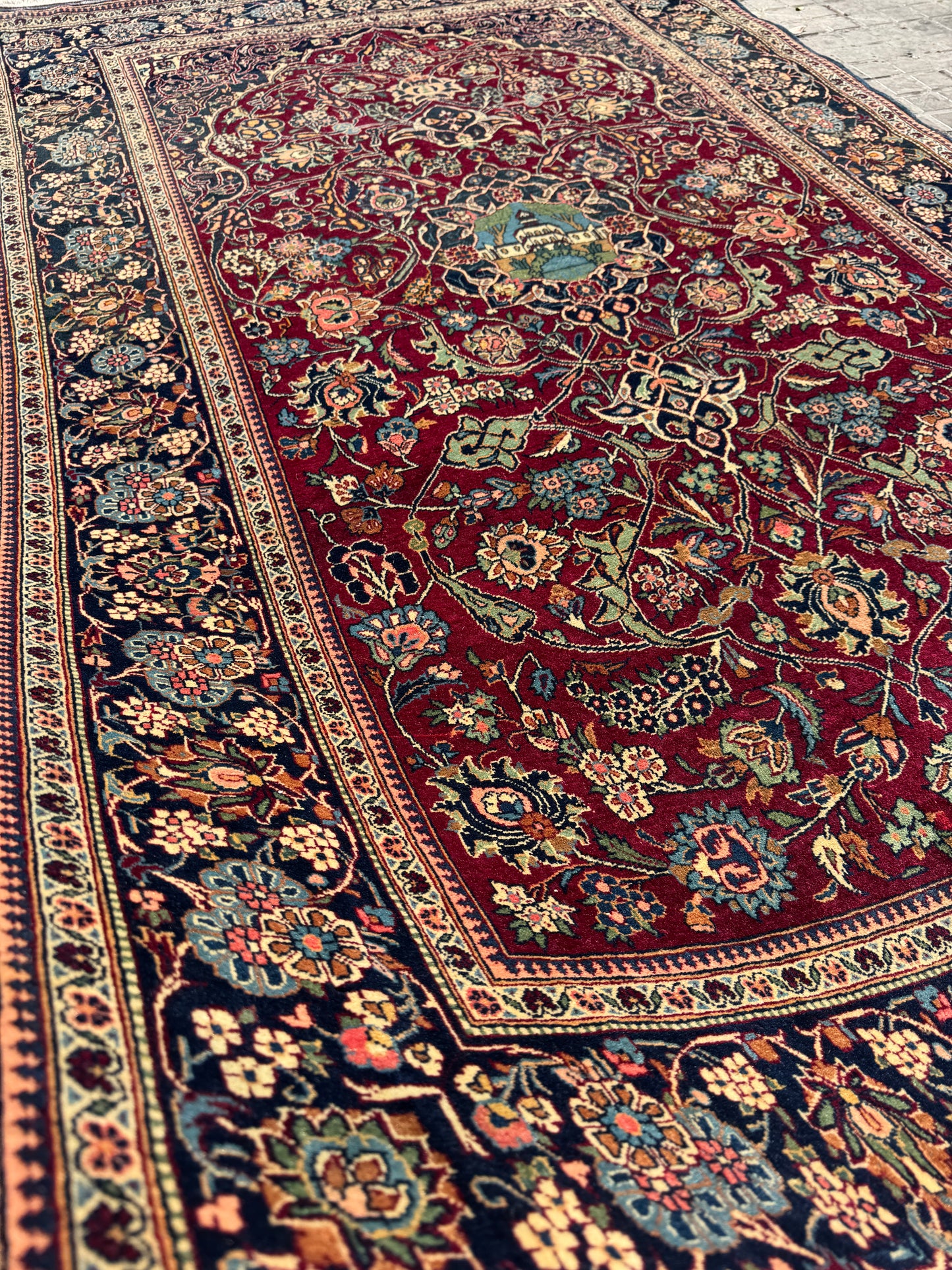 ANTIQUE LANDSCAPE KASHAN WITH MEHRAB