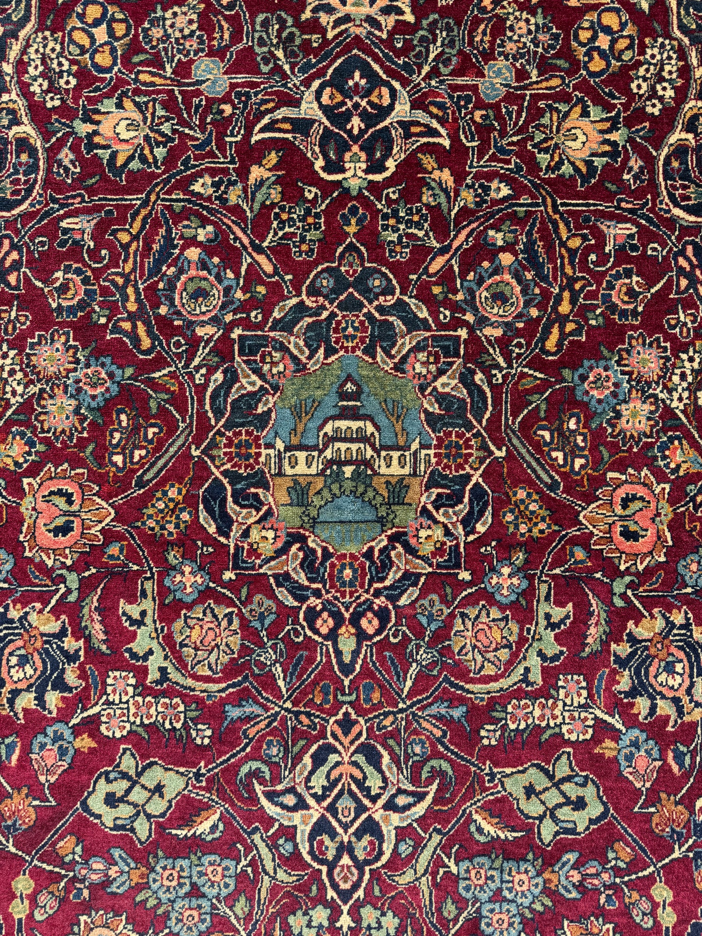 ANTIQUE LANDSCAPE KASHAN WITH MEHRAB