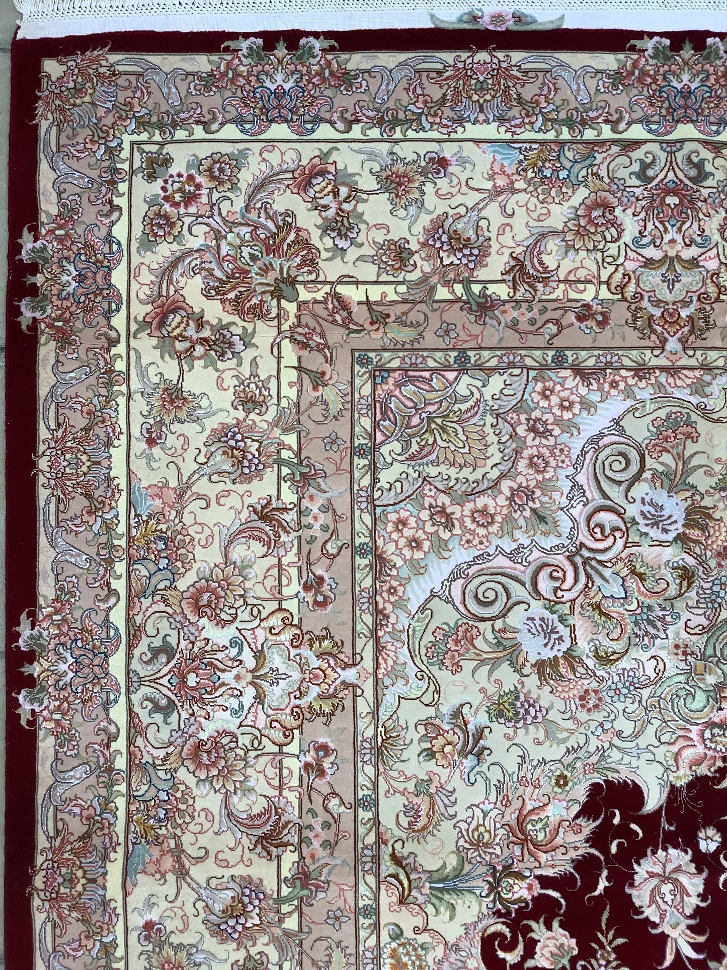 RICH RED TABRIZ ON SILK