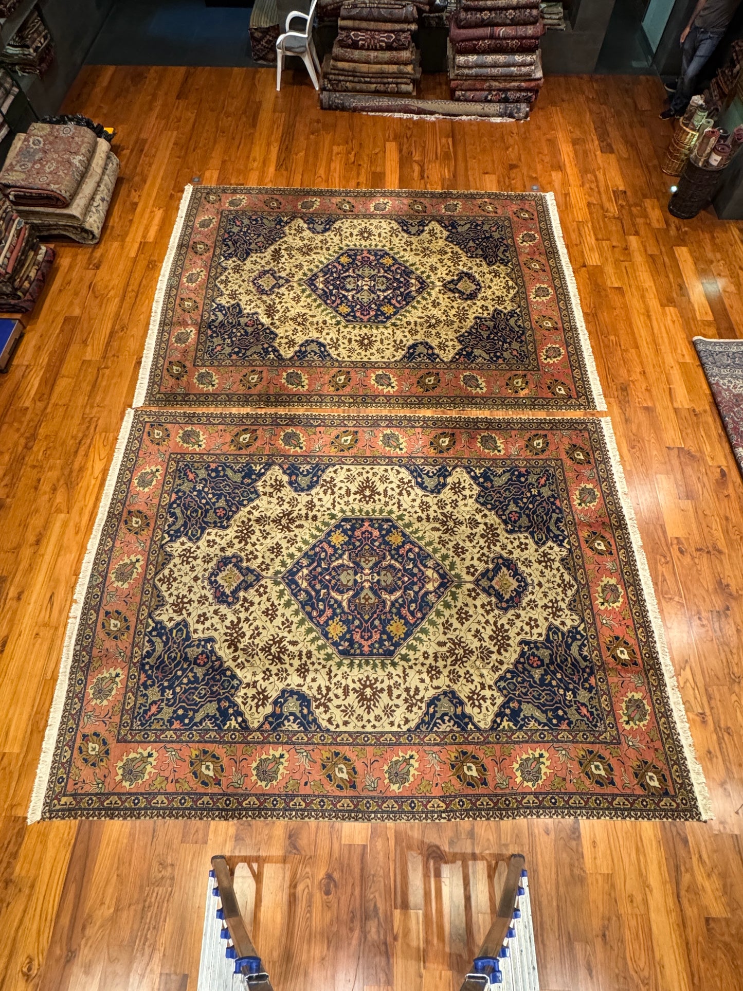PAIR ANTIQUE TABRIZ HERIZ