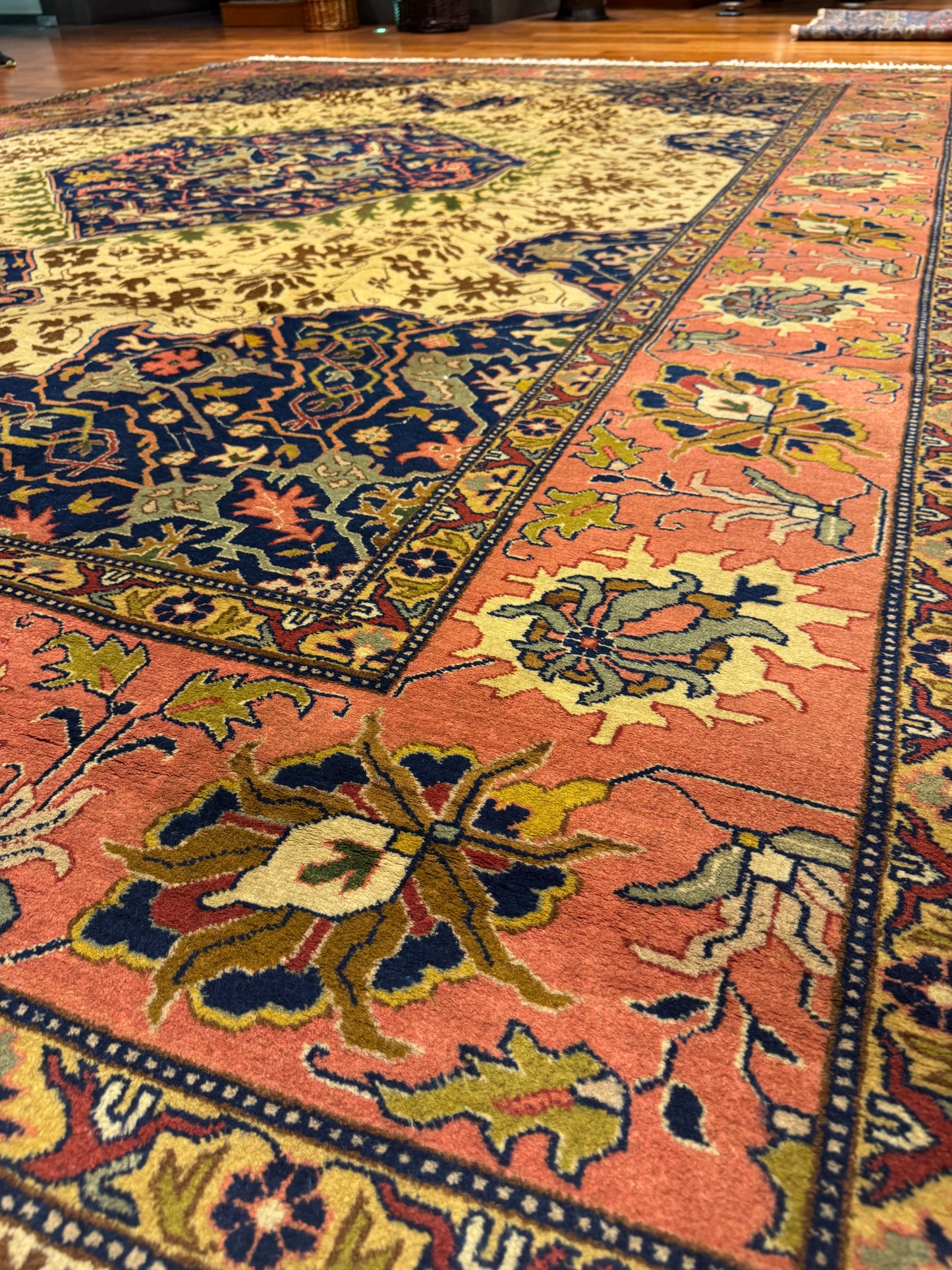 PAIR ANTIQUE TABRIZ HERIZ