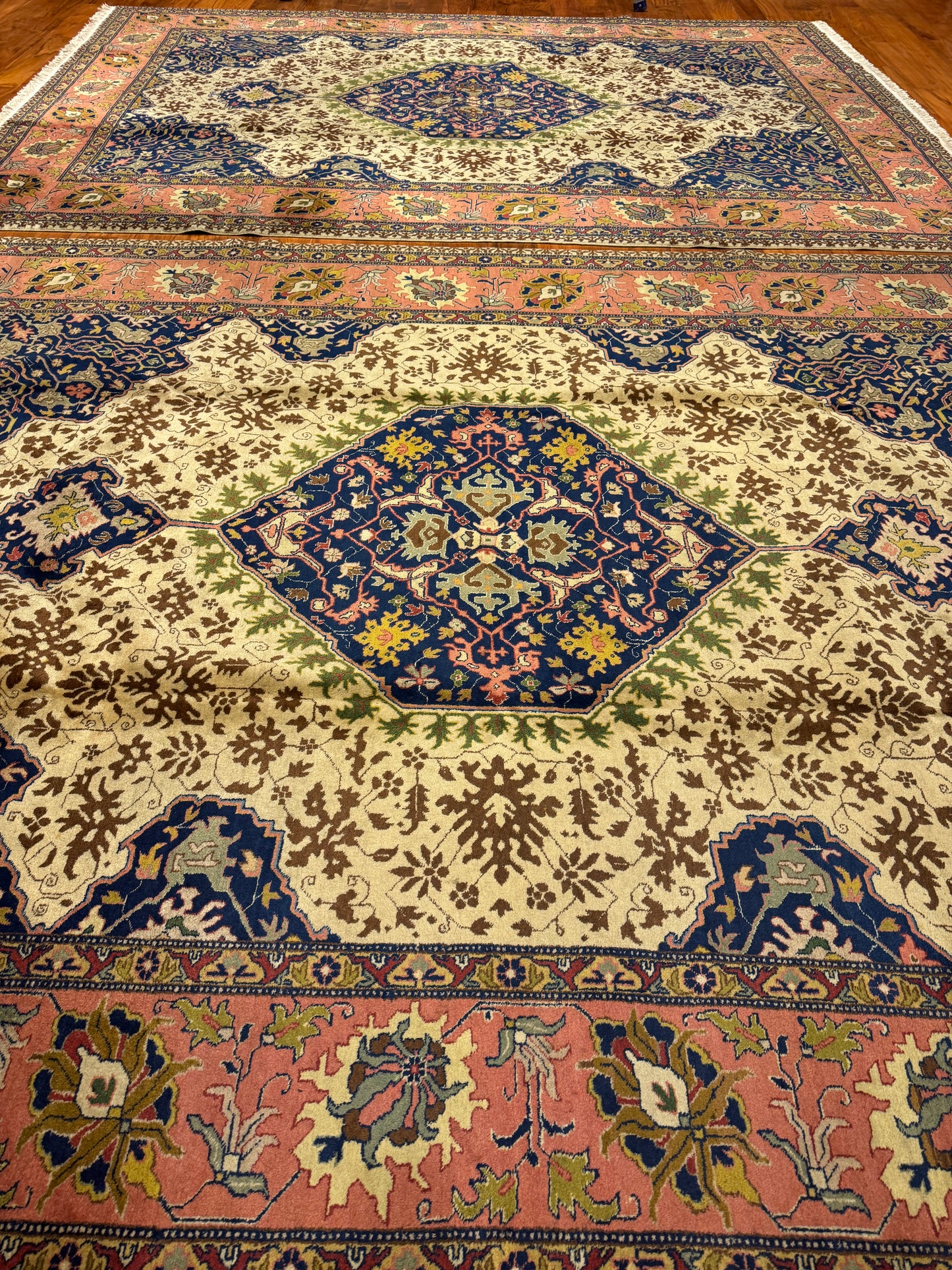 PAIR ANTIQUE TABRIZ HERIZ