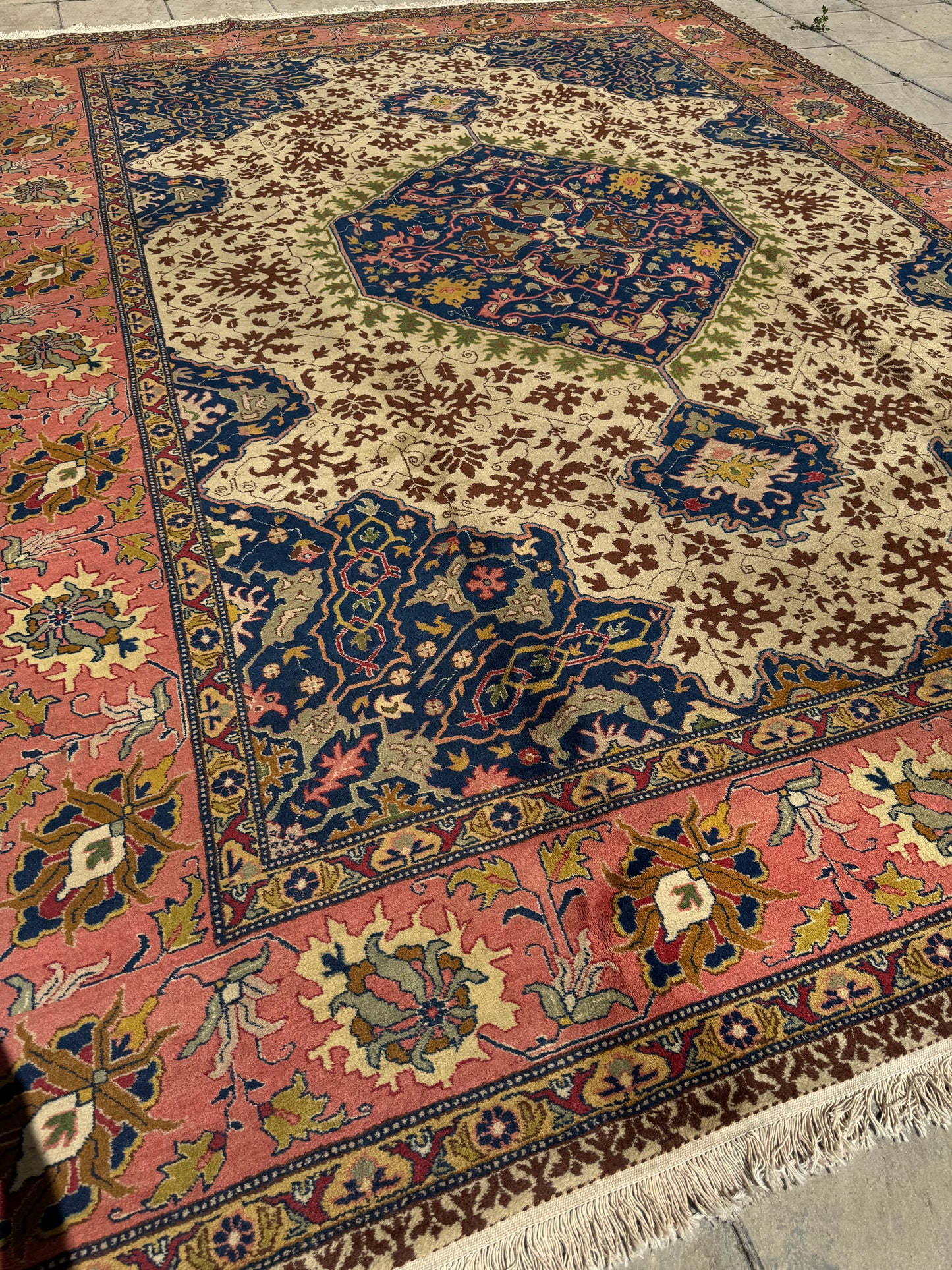 PAIR ANTIQUE TABRIZ HERIZ
