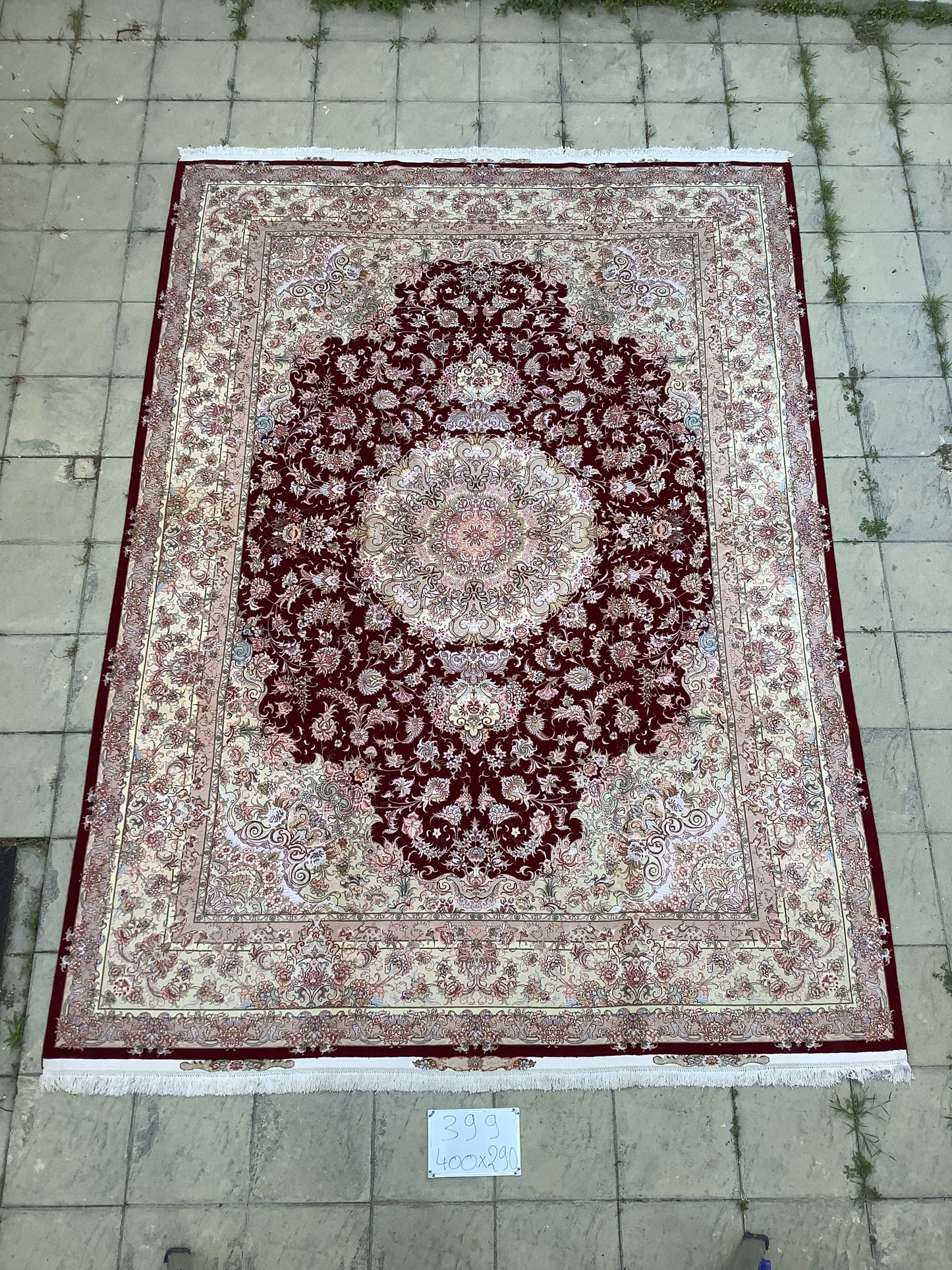 RICH RED TABRIZ ON SILK