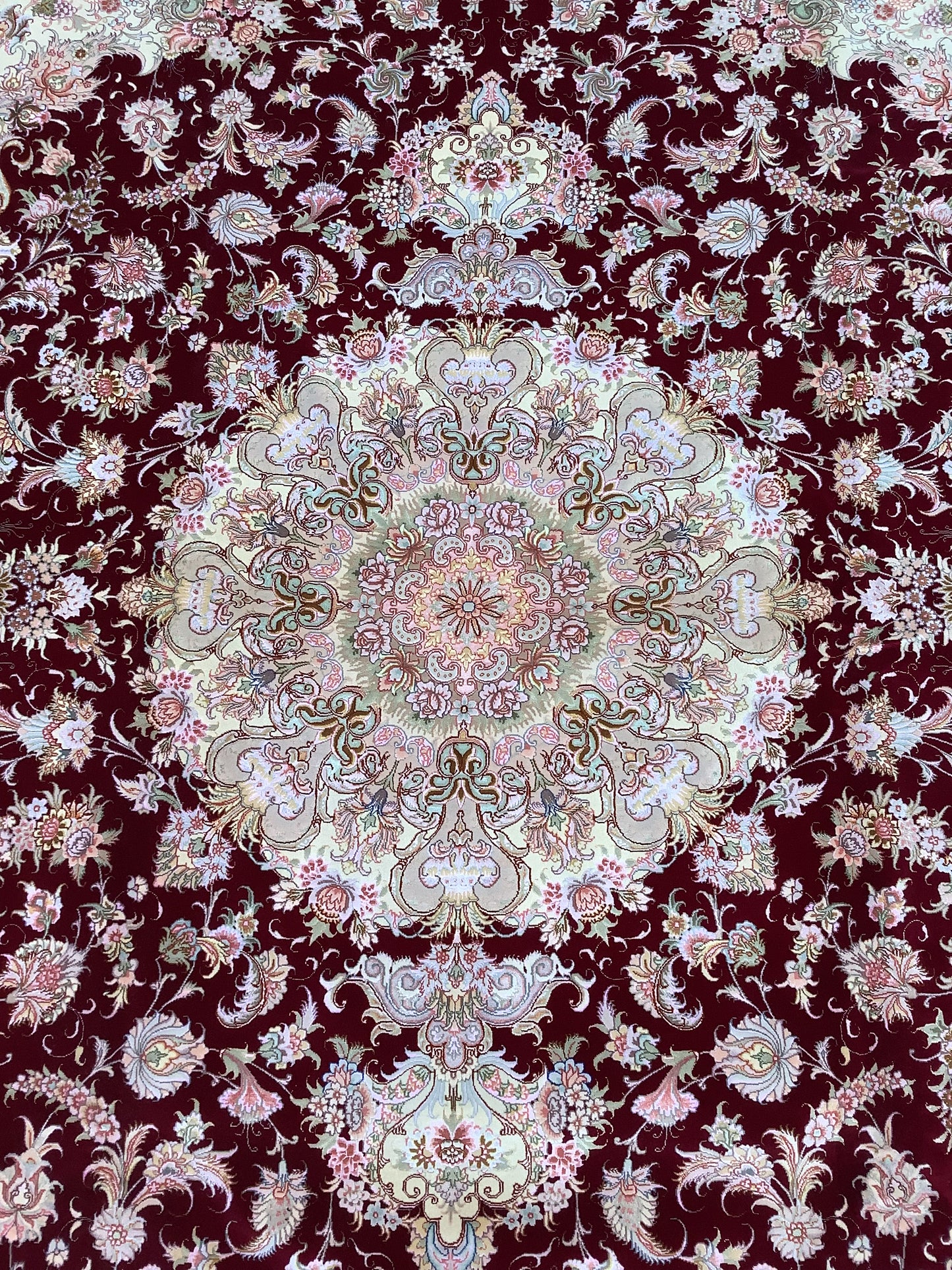 RICH RED TABRIZ ON SILK