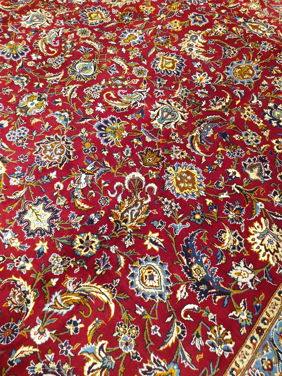 ANTIQUE FLOWER CARPET (SIGNED)